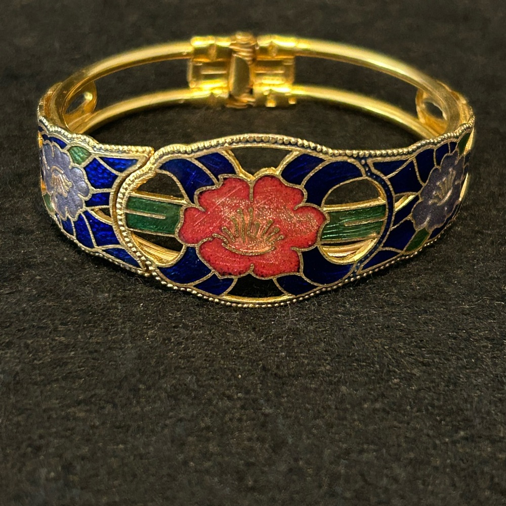 VINTAGE Cloisonné Hinged Bracelet